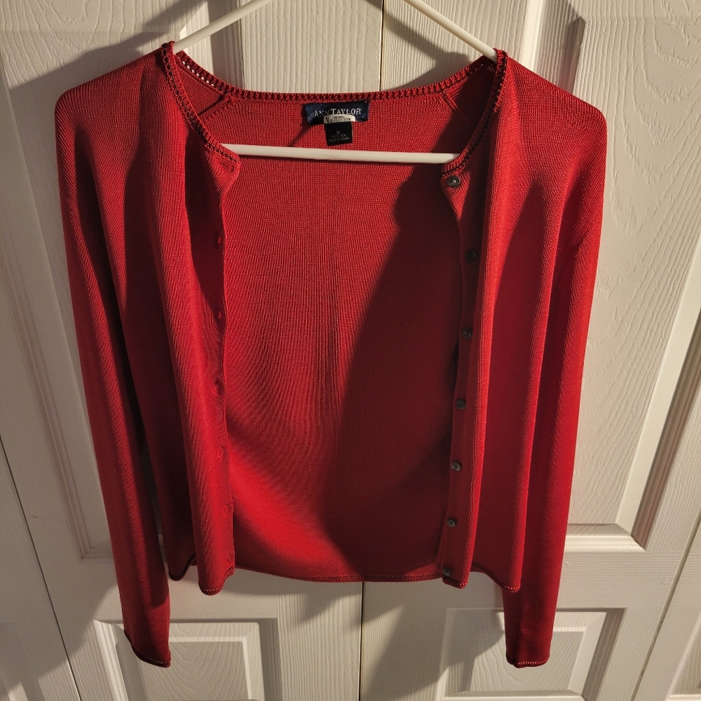 Red Ann Taylor Cardigan
